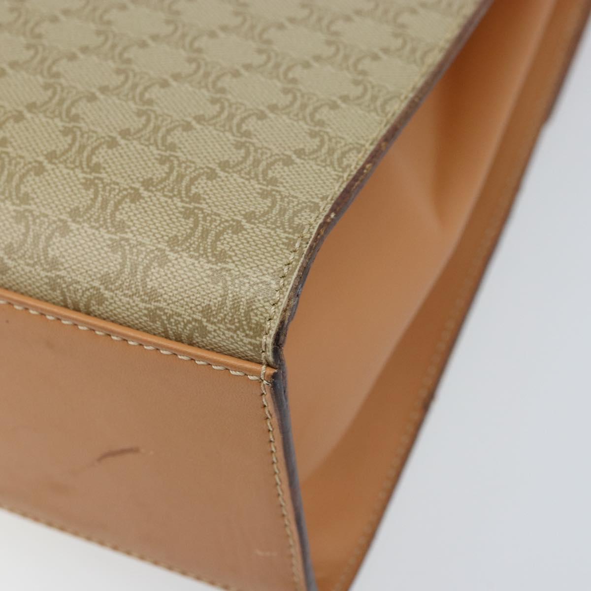 CELINE Macadam Canvas Hand Bag PVC 2way Beige Gold Auth 172510A