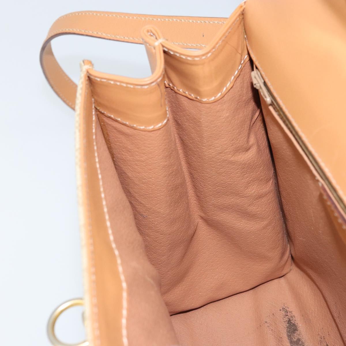 CELINE Macadam Canvas Hand Bag PVC 2way Beige Gold Auth 172510A