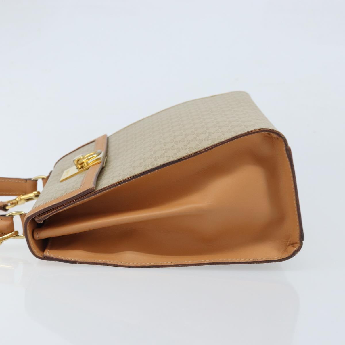 CELINE Macadam Canvas Hand Bag PVC 2way Beige Gold Auth 172510A