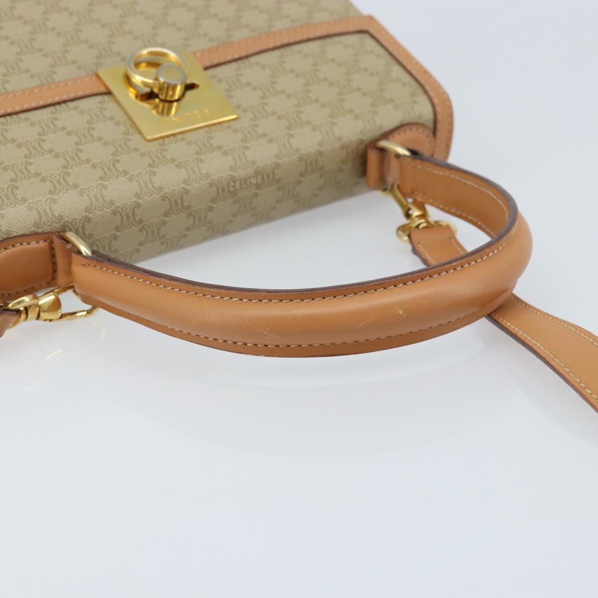 CELINE Macadam Canvas Hand Bag PVC 2way Beige Gold Auth 172510A