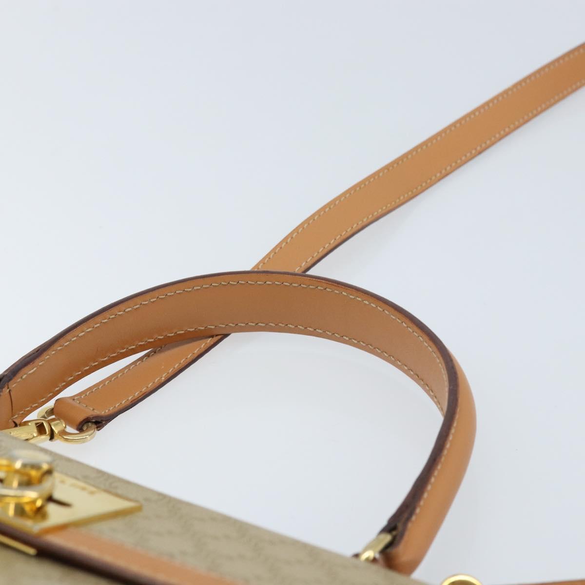 CELINE Macadam Canvas Hand Bag PVC 2way Beige Gold Auth 172510A