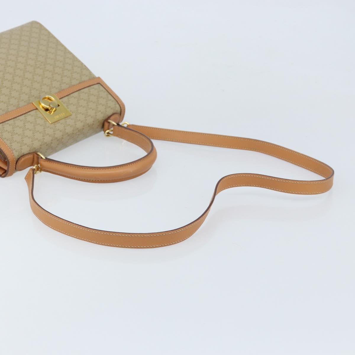 CELINE Macadam Canvas Hand Bag PVC 2way Beige Gold Auth 172510A
