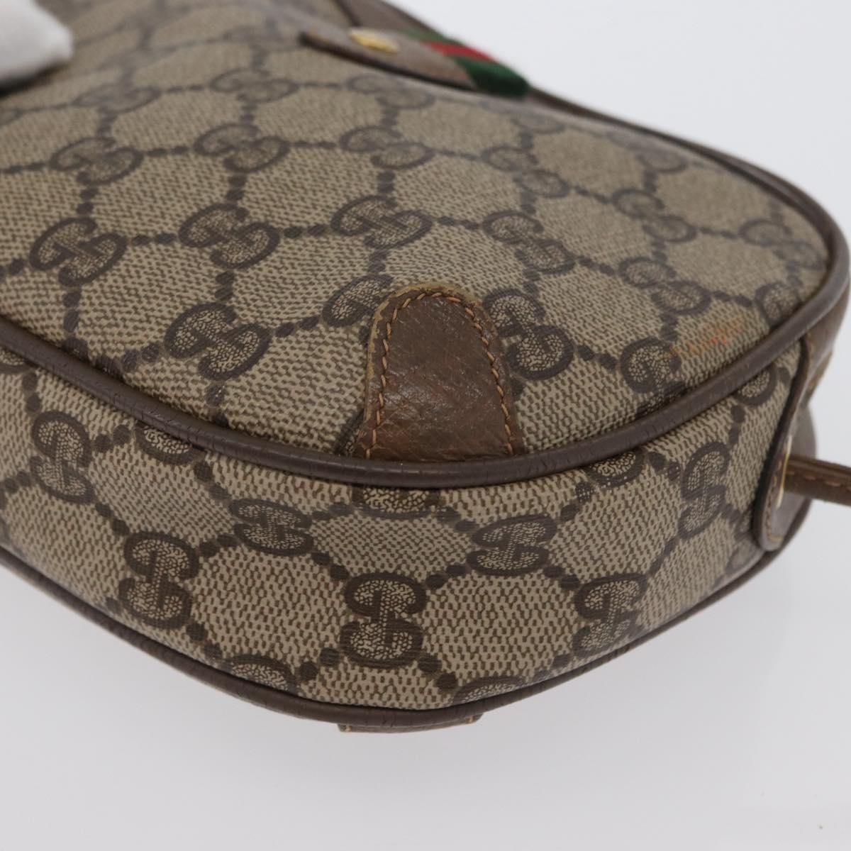 GUCCI GG Supreme Web Sherry Line Bag PVC Beige Gold 89 02 066 Auth 172511