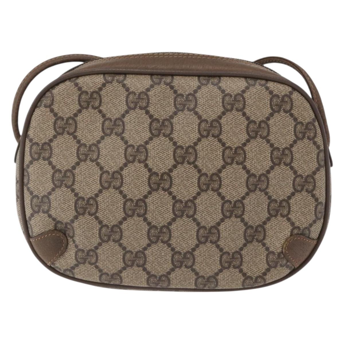 GUCCI GG Supreme Web Sherry Line Bag PVC Beige Gold 89 02 066 Auth 172511