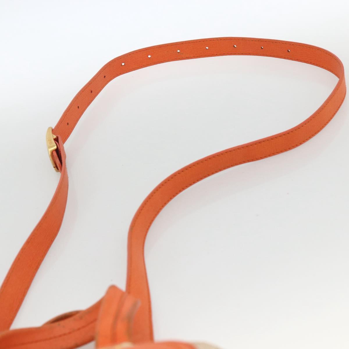 FENDI Chameleon Hand Bag Canvas Leather 2way Orange Gold Auth 172513