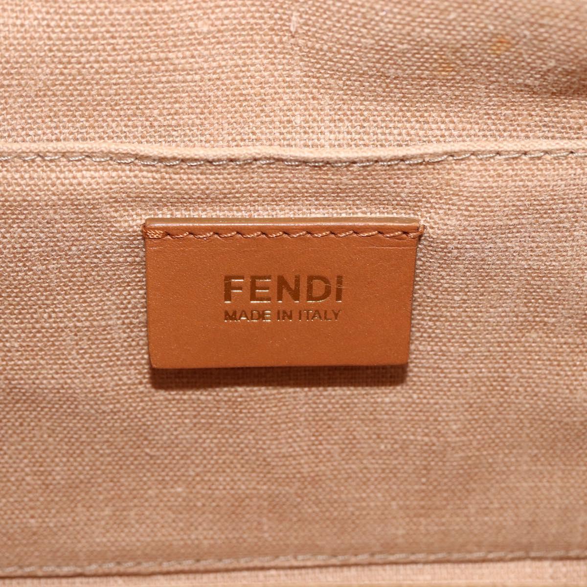 FENDI Chameleon Hand Bag Canvas Leather 2way Orange Gold Auth 172513