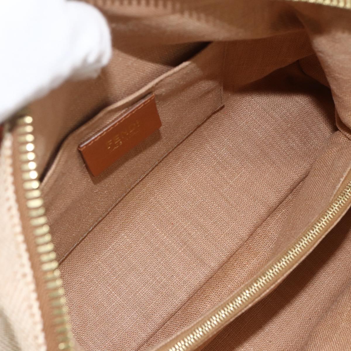 FENDI Chameleon Hand Bag Canvas Leather 2way Orange Gold Auth 172513