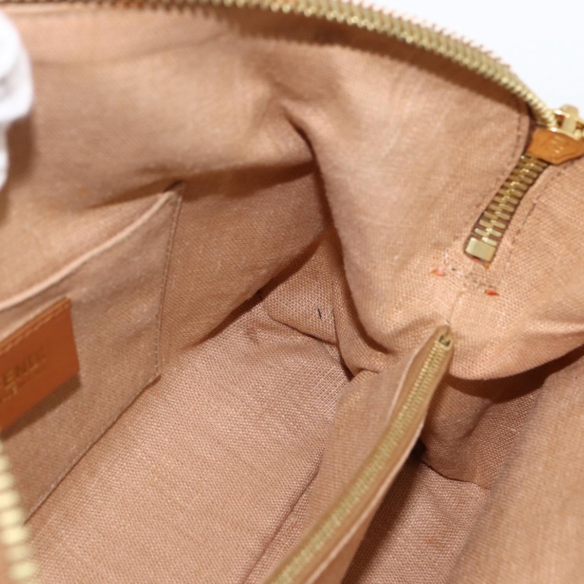 FENDI Chameleon Hand Bag Canvas Leather 2way Orange Gold Auth 172513