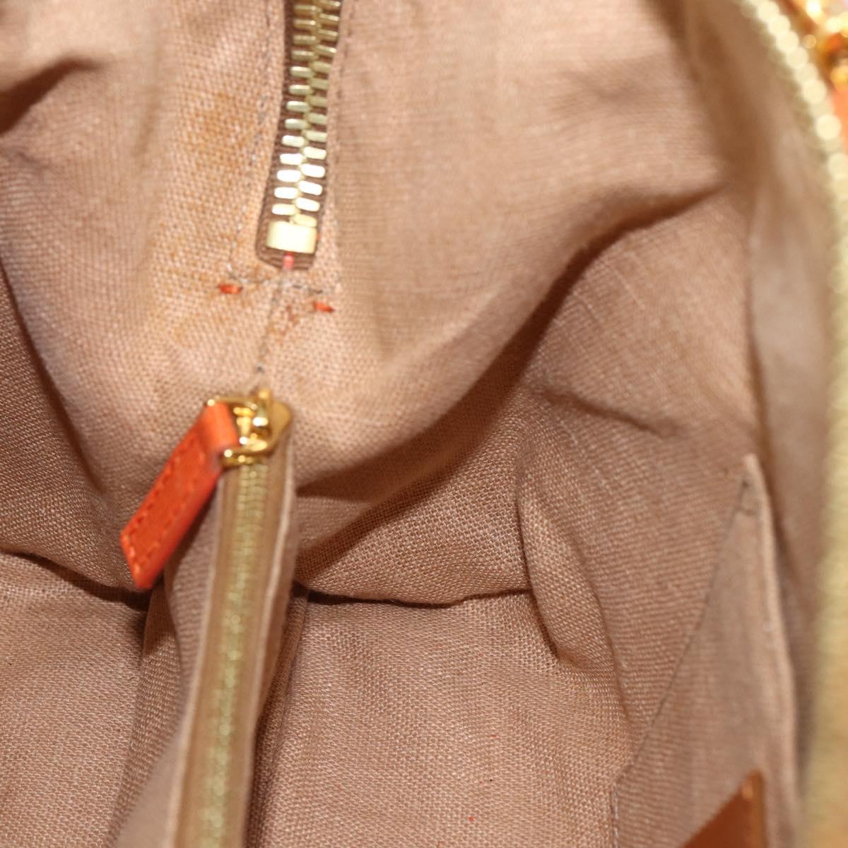 FENDI Chameleon Hand Bag Canvas Leather 2way Orange Gold Auth 172513