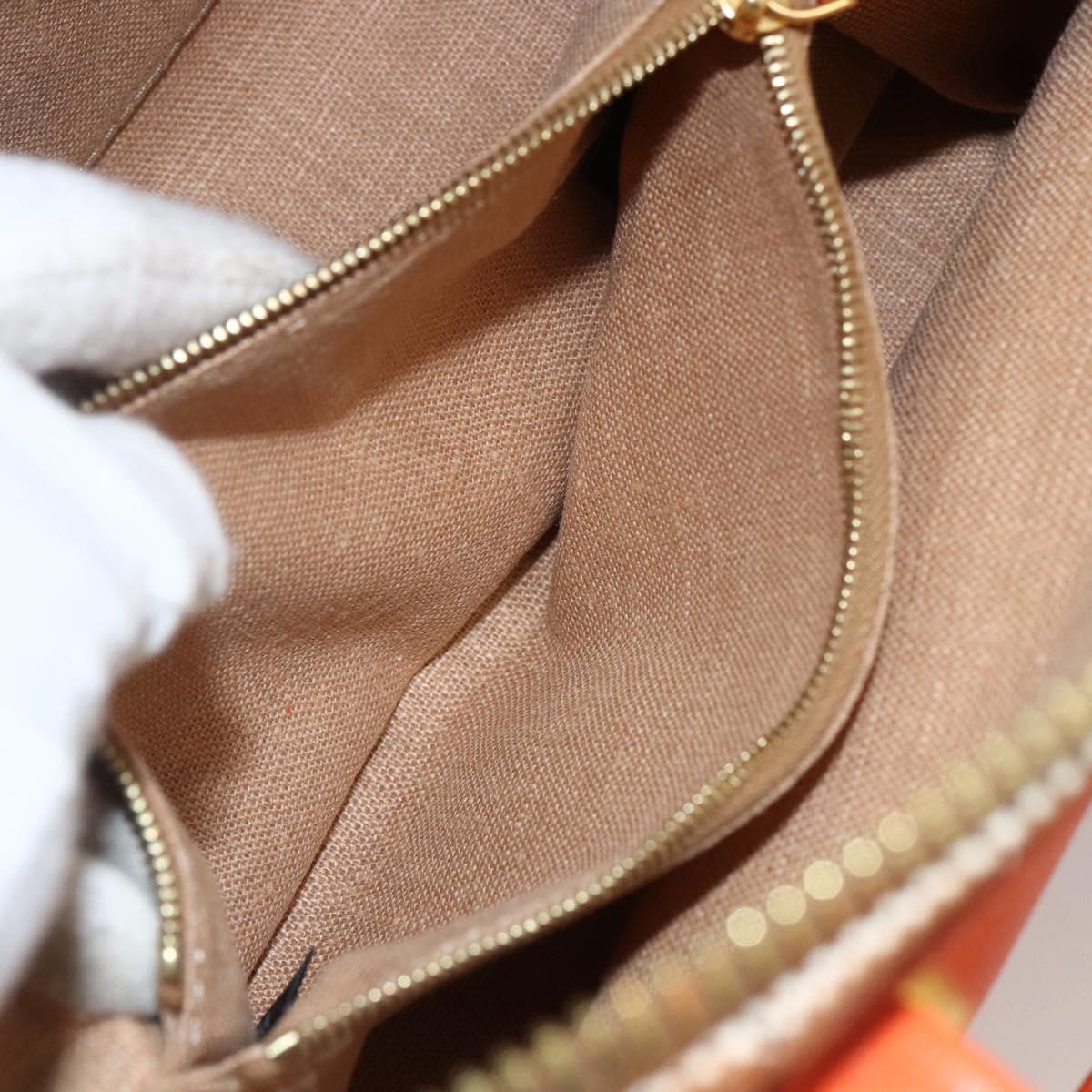 FENDI Chameleon Hand Bag Canvas Leather 2way Orange Gold Auth 172513