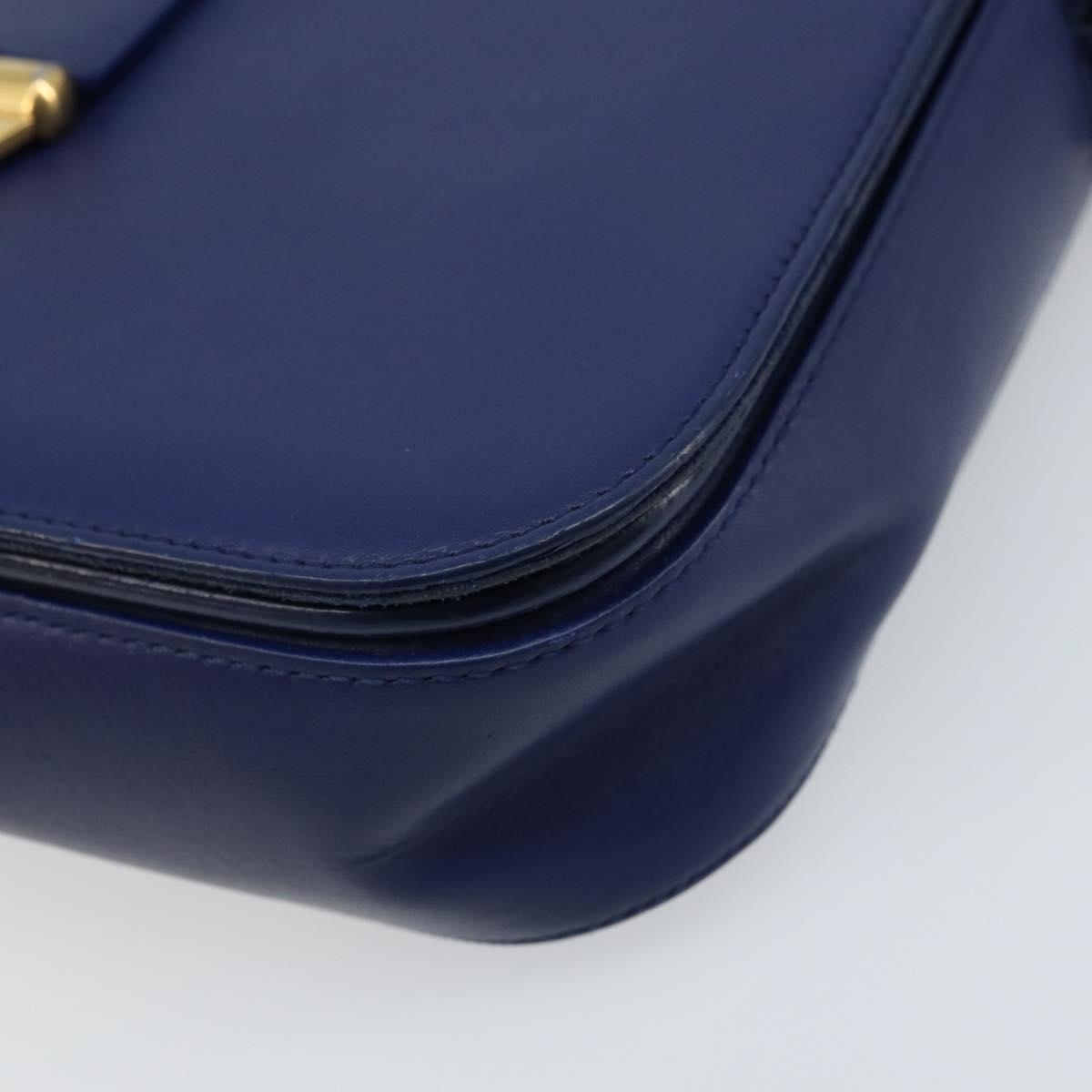 SAINT LAURENT Y Line Shoulder Bag Leather Blue Gold 311214 Auth 172514V