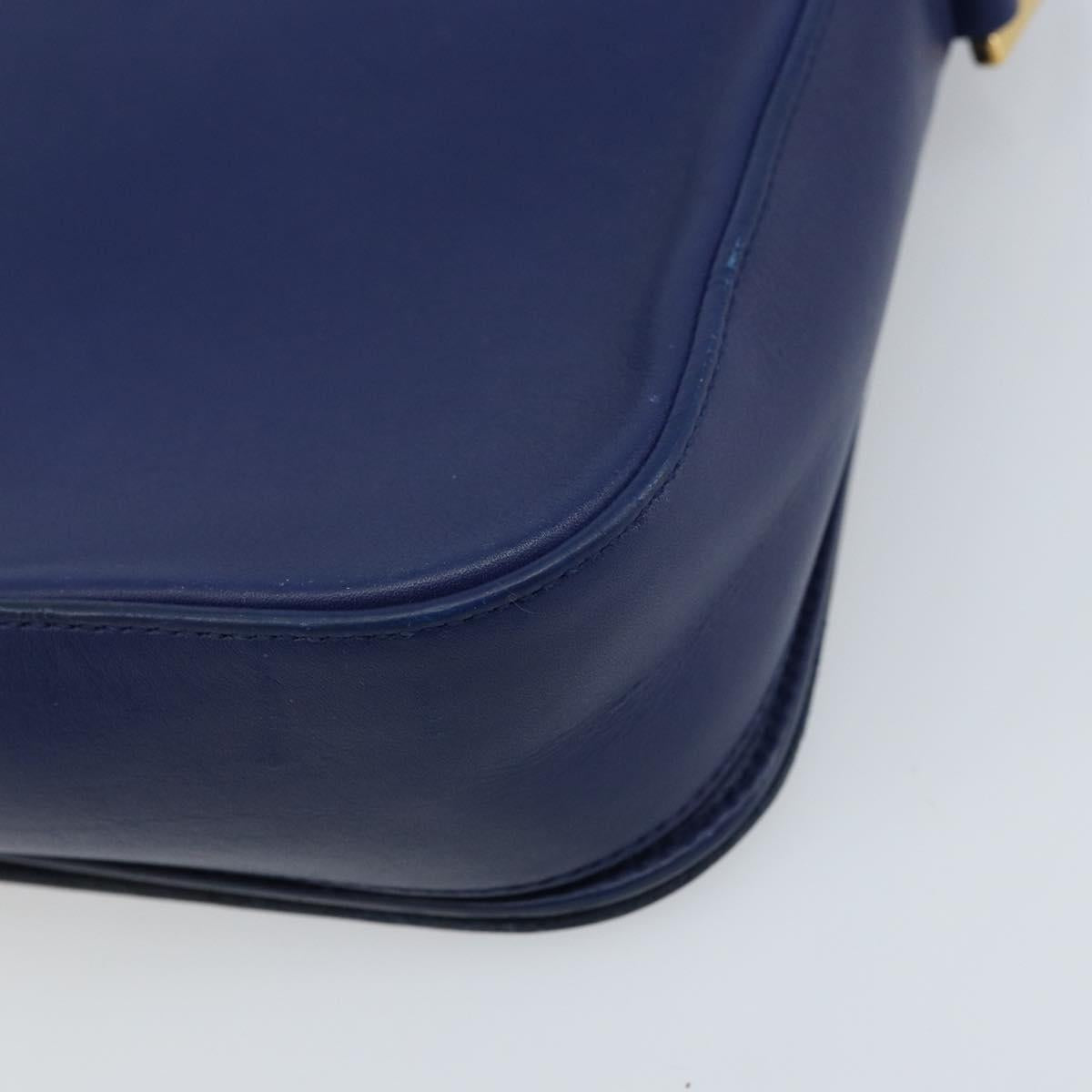SAINT LAURENT Y Line Shoulder Bag Leather Blue Gold 311214 Auth 172514V