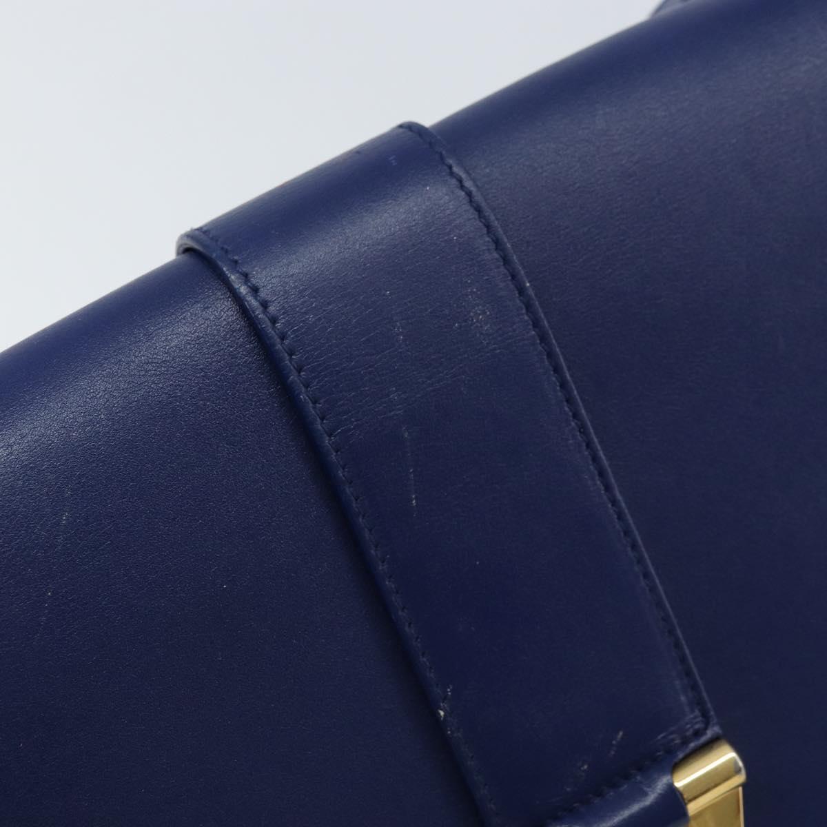 SAINT LAURENT Y Line Shoulder Bag Leather Blue Gold 311214 Auth 172514V