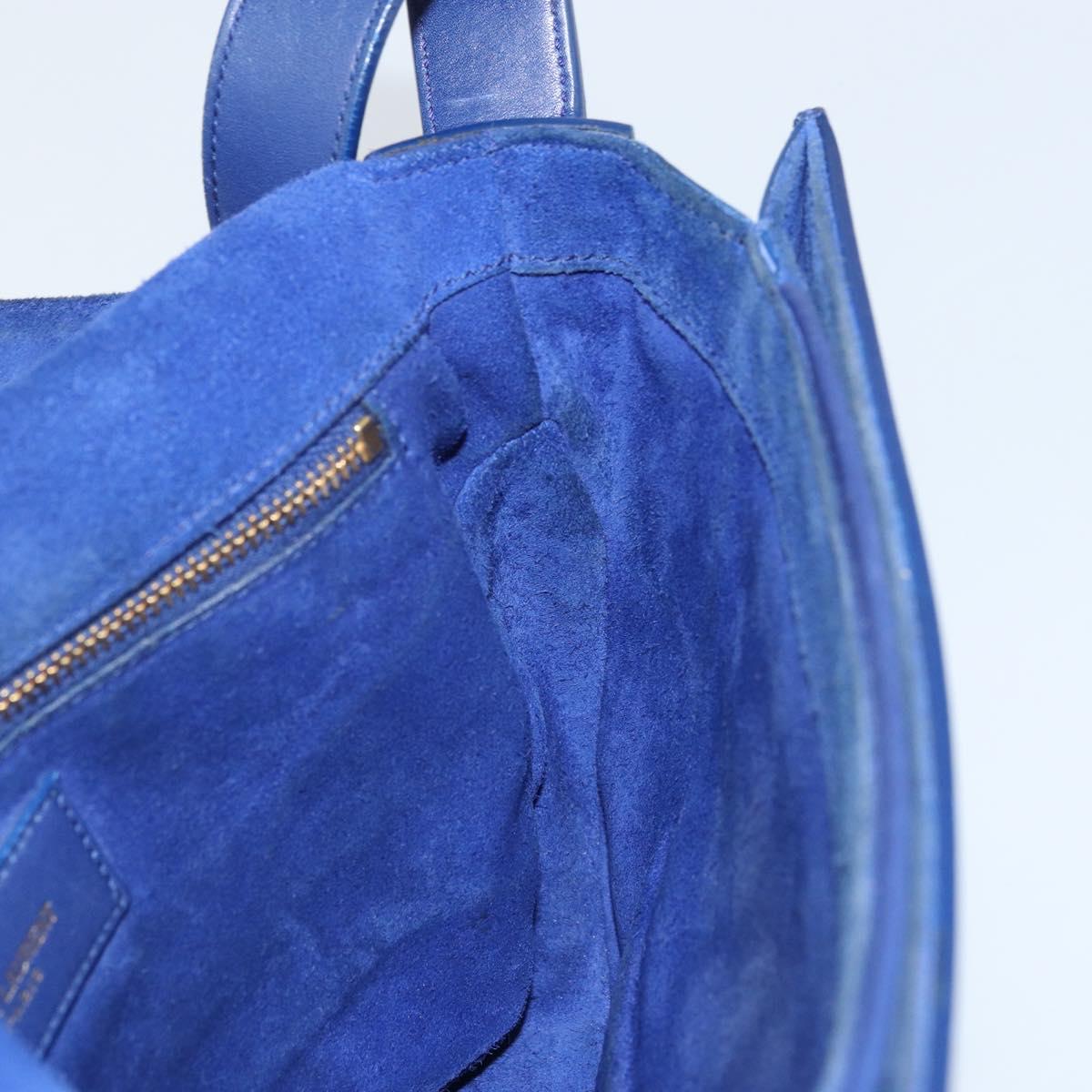 SAINT LAURENT Y Line Shoulder Bag Leather Blue Gold 311214 Auth 172514V