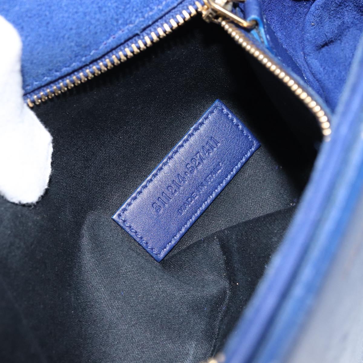 SAINT LAURENT Y Line Shoulder Bag Leather Blue Gold 311214 Auth 172514V