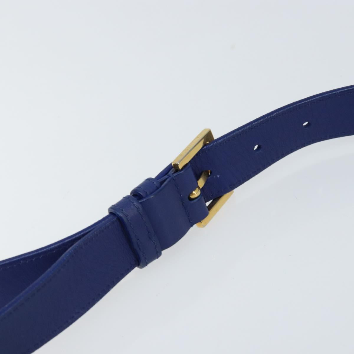 SAINT LAURENT Y Line Shoulder Bag Leather Blue Gold 311214 Auth 172514V