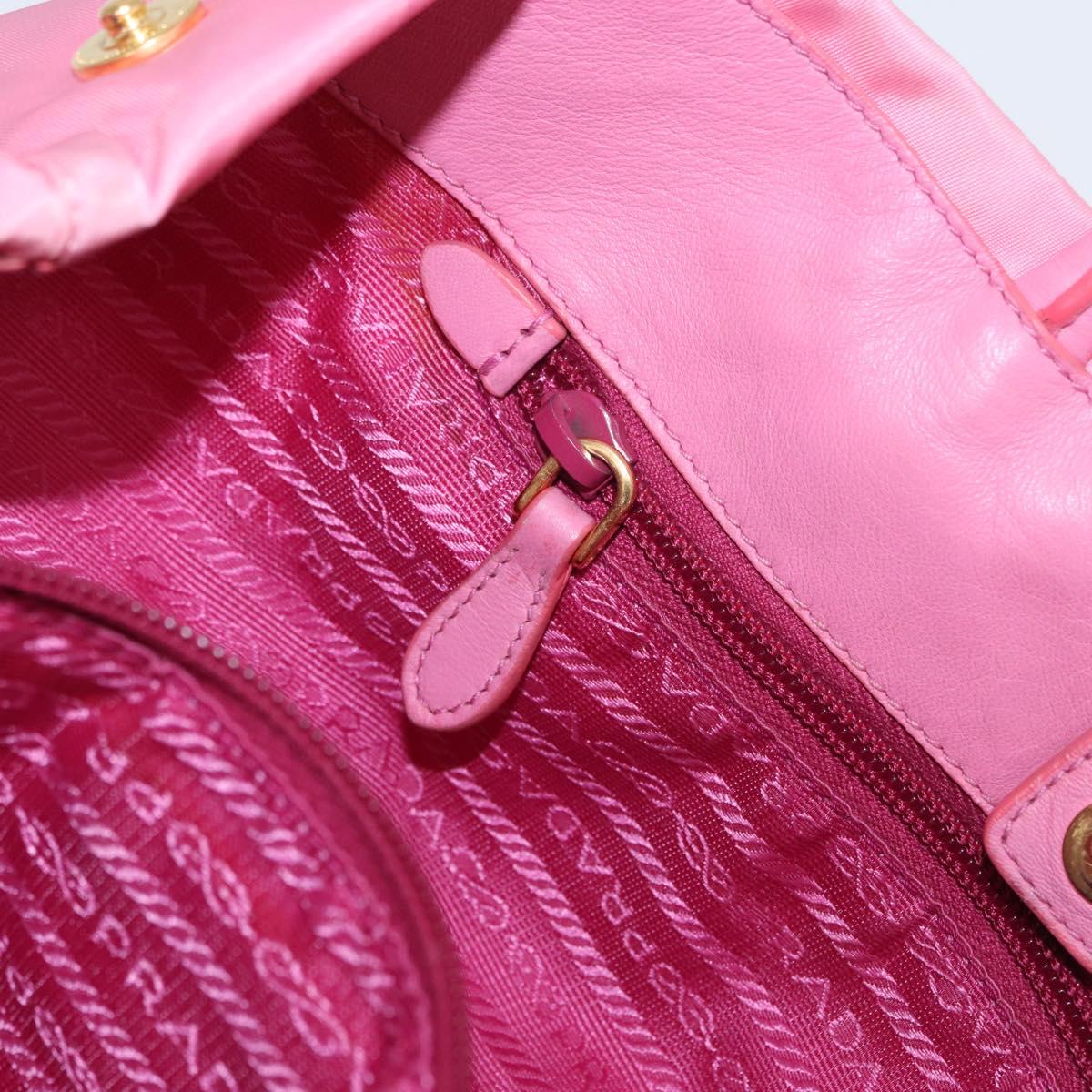 PRADA Hand Bag Nylon Pink Gold Auth 172515A