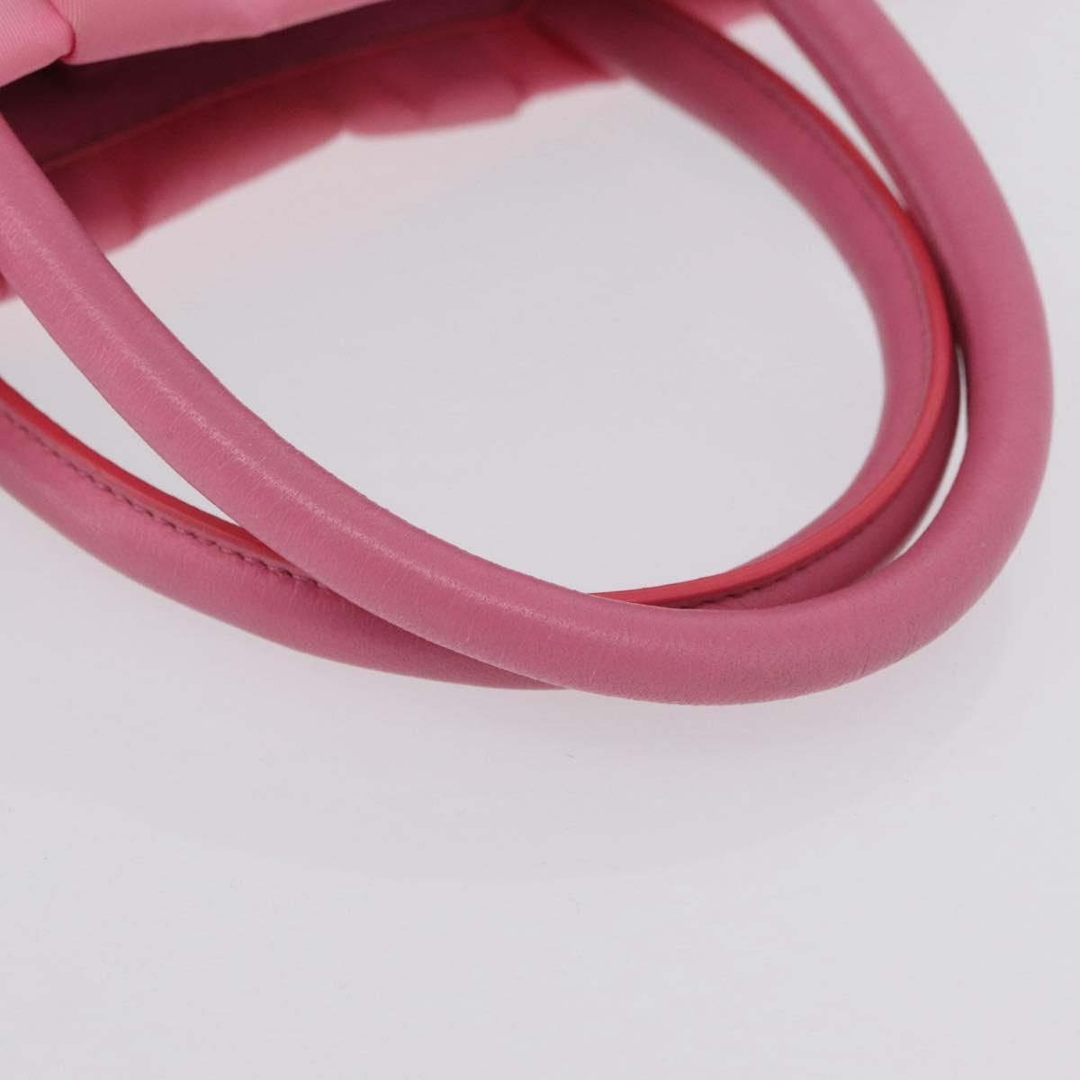 PRADA Hand Bag Nylon Pink Gold Auth 172515A