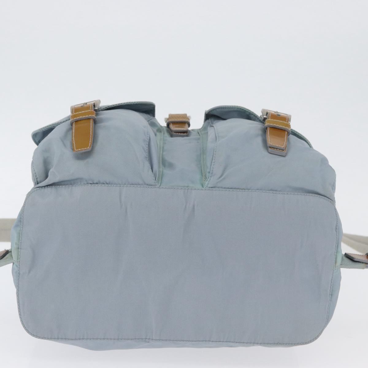 PRADA Backpack Nylon Light Blue Silver Auth 172516