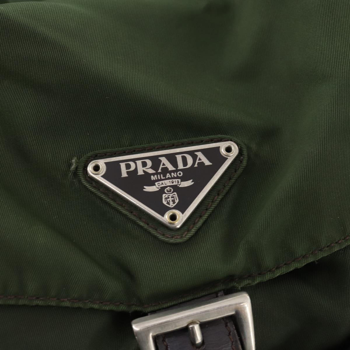 PRADA Backpack Nylon Green Silver Auth 172520