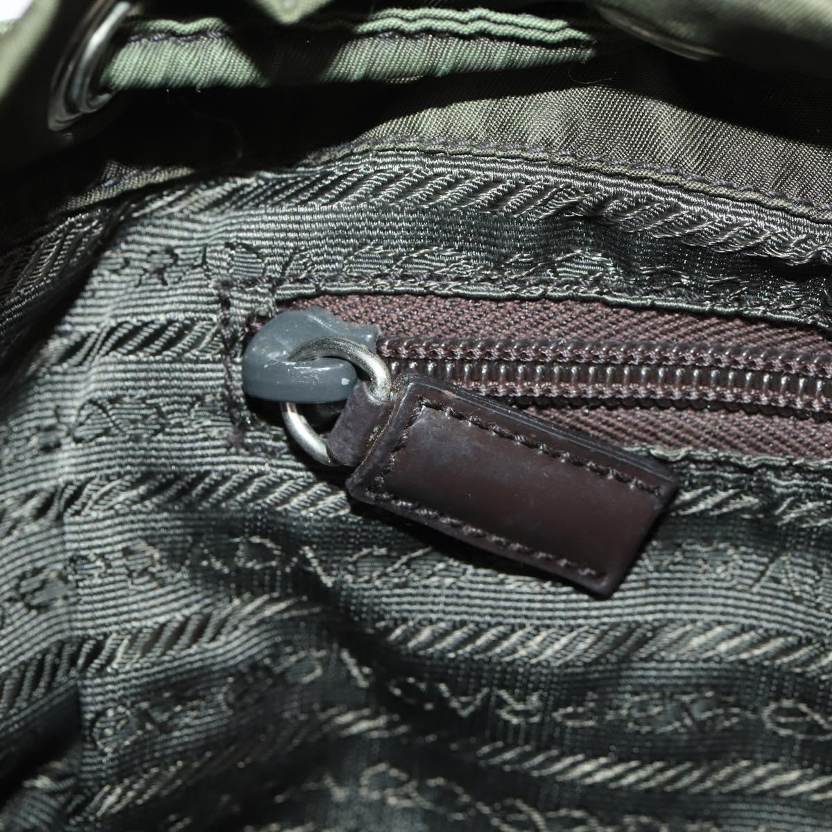 PRADA Backpack Nylon Green Silver Auth 172520