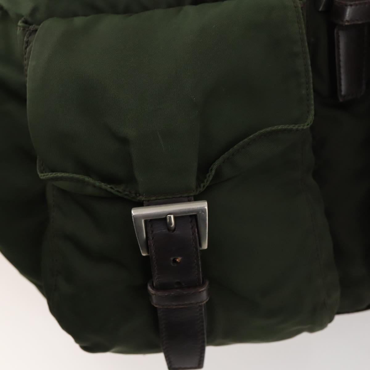 PRADA Backpack Nylon Green Silver Auth 172520