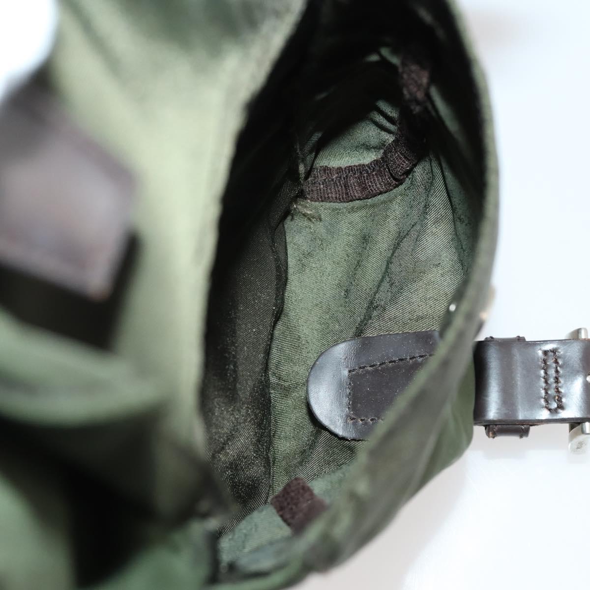 PRADA Backpack Nylon Green Silver Auth 172520