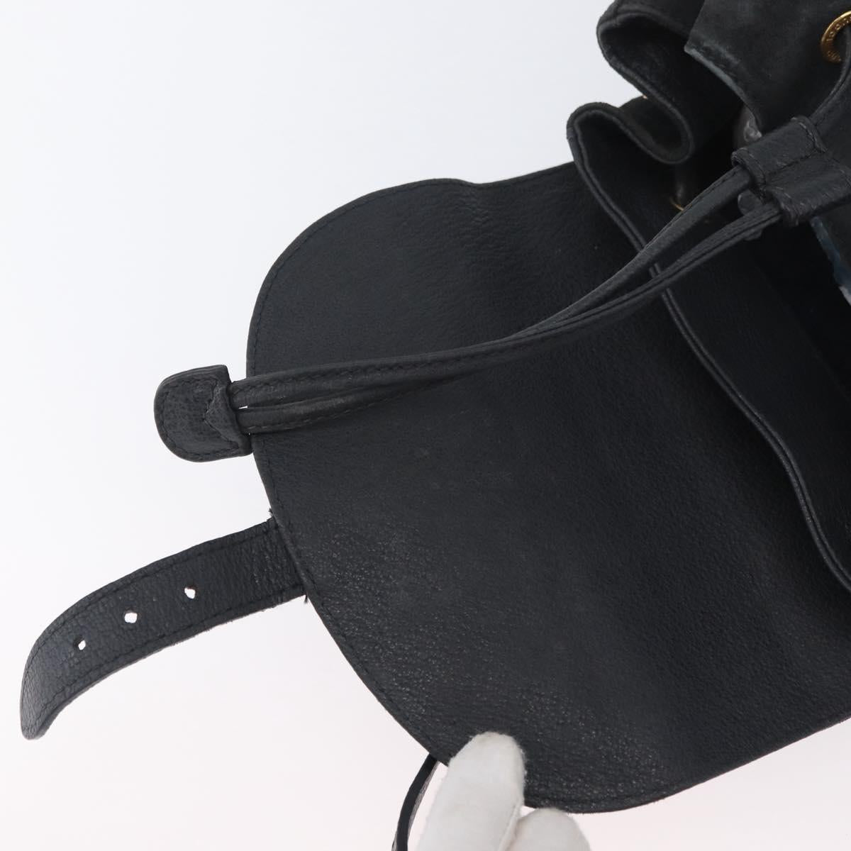 GUCCI Bamboo Backpack Suede Leather Black Gold 003 2058 0016 Auth 172522