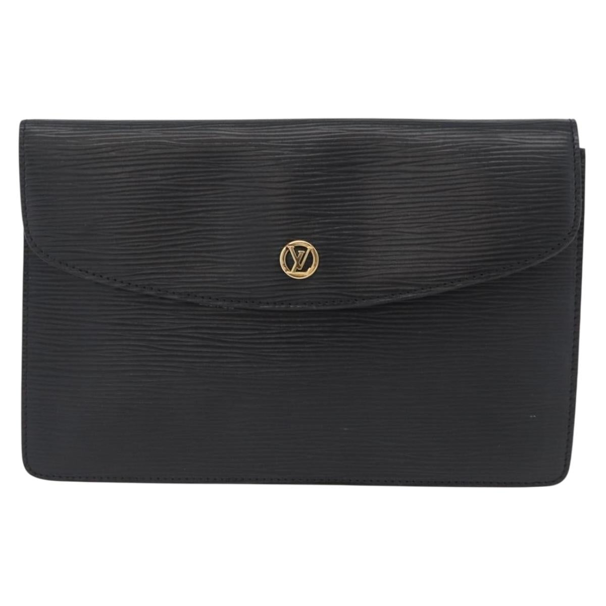 LOUIS VUITTON Epi Montaigne 23 Clutch Bag Black M52662 LV Auth 172524