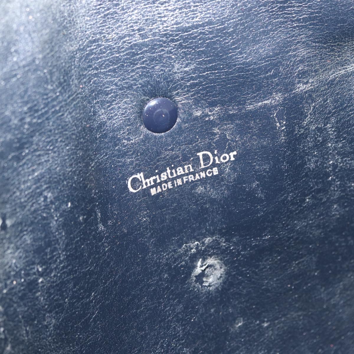 Christian Dior Trotter Canvas Shoulder Bag Navy Gold Auth 172525