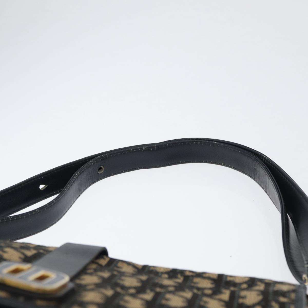 Christian Dior Trotter Canvas Shoulder Bag Navy Gold Auth 172525