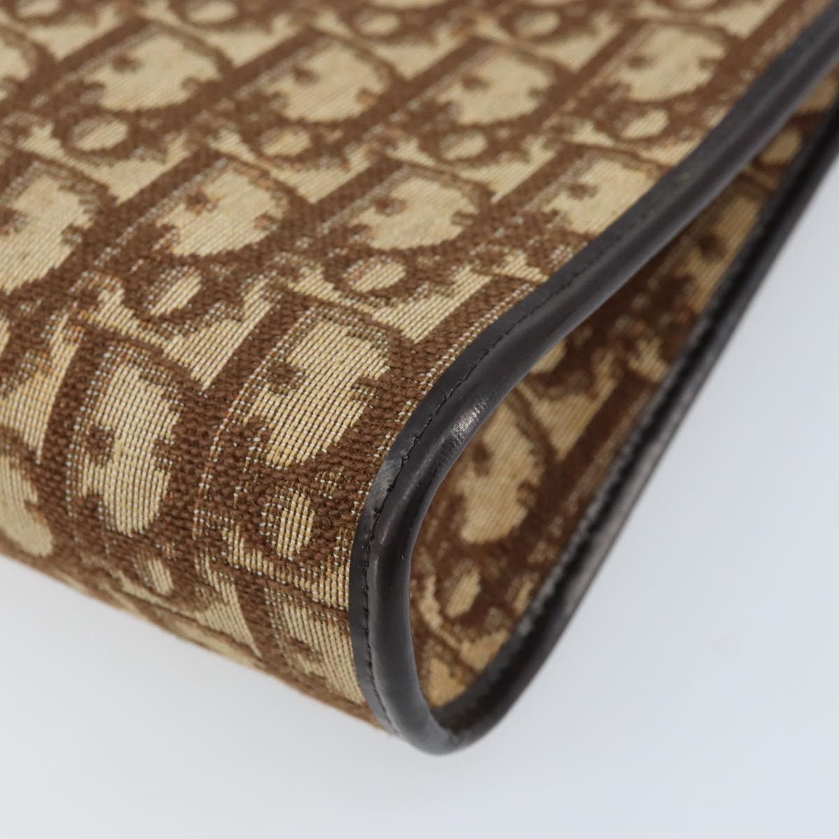 Christian Dior Trotter Canvas Shoulder Bag Beige Gold Auth 172528A