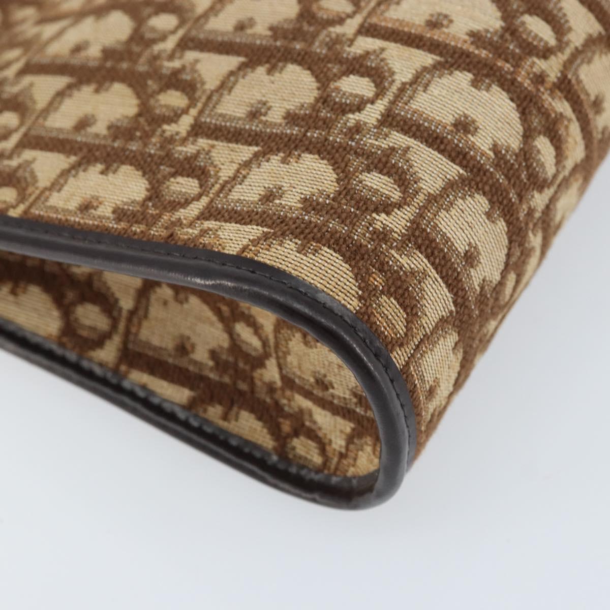 Christian Dior Trotter Canvas Shoulder Bag Beige Gold Auth 172528A