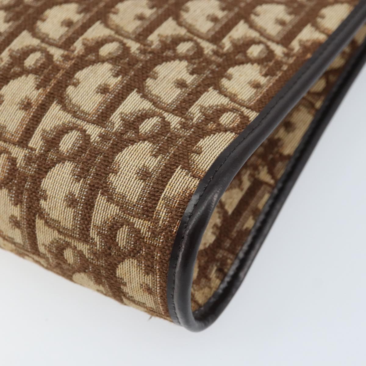 Christian Dior Trotter Canvas Shoulder Bag Beige Gold Auth 172528A