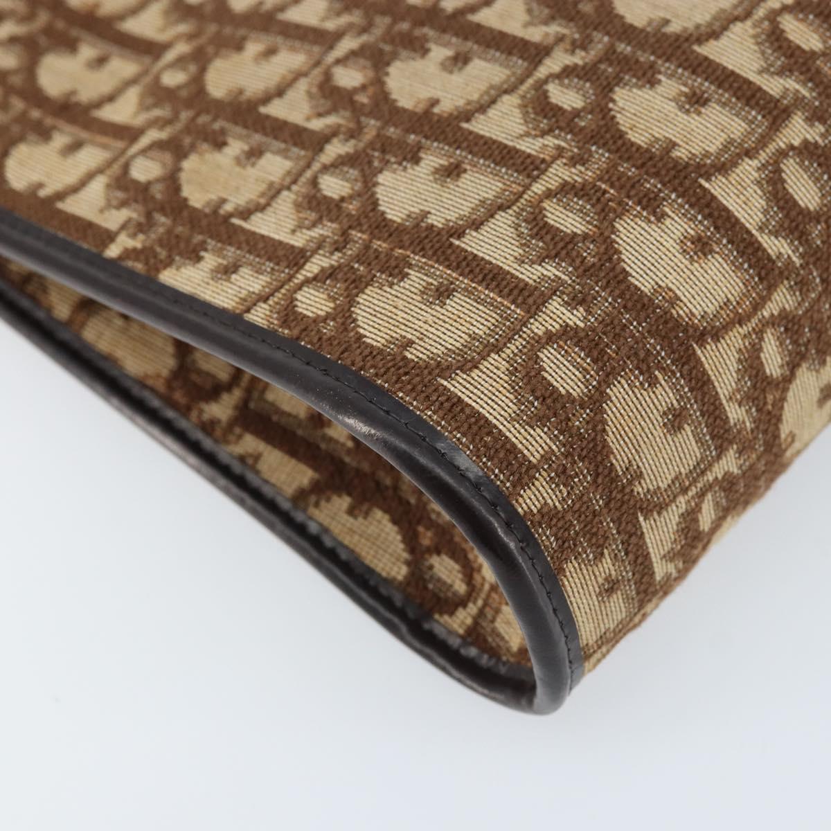 Christian Dior Trotter Canvas Shoulder Bag Beige Gold Auth 172528A