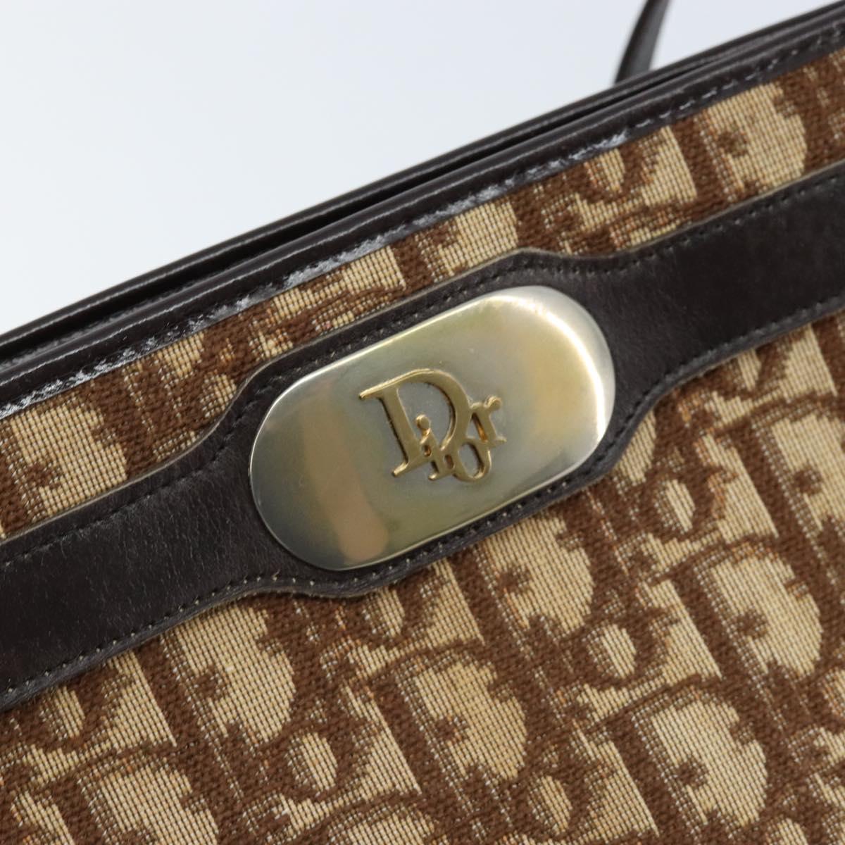 Christian Dior Trotter Canvas Shoulder Bag Beige Gold Auth 172528A