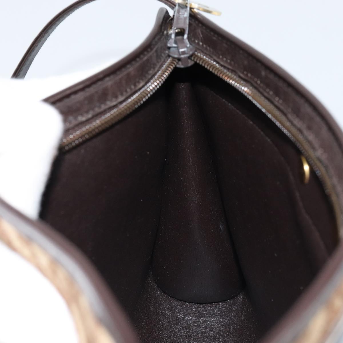 Christian Dior Trotter Canvas Shoulder Bag Beige Gold Auth 172528A