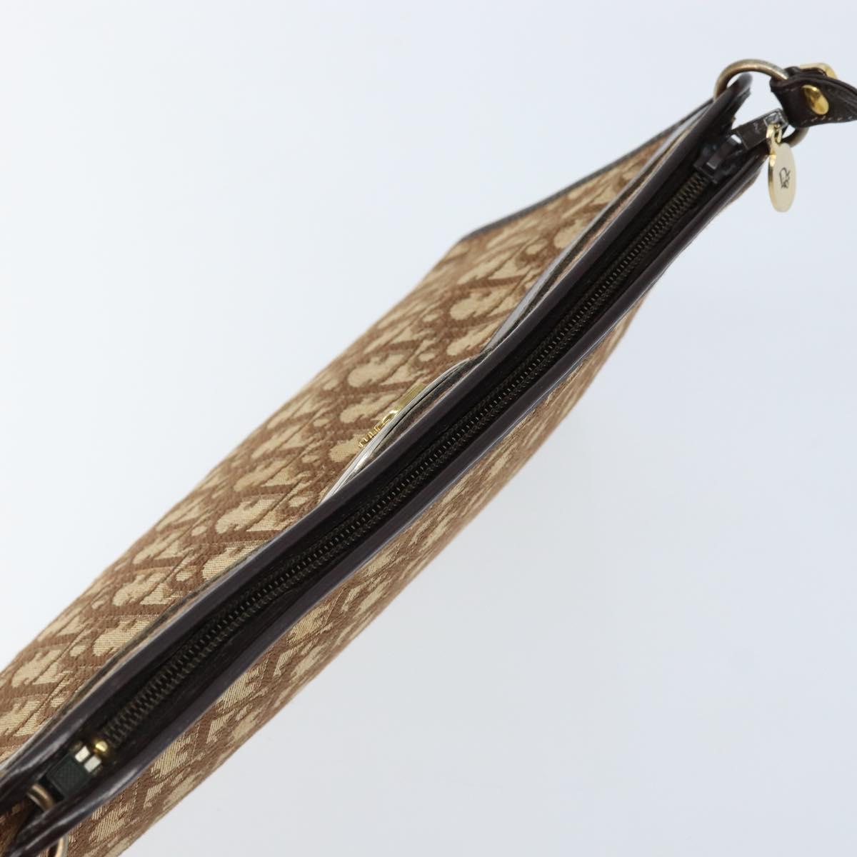 Christian Dior Trotter Canvas Shoulder Bag Beige Gold Auth 172528A