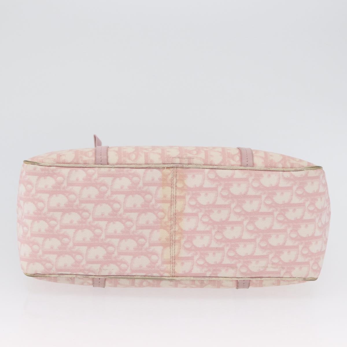 Christian Dior Trotter Canvas Chain Romantic Bag PVC Pink Silver Auth 172531