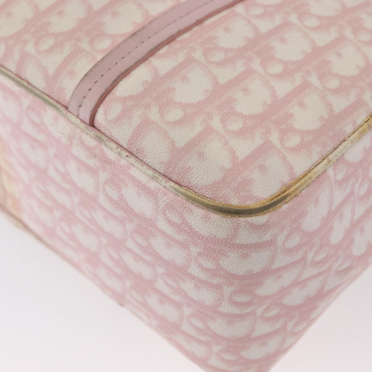 Christian Dior Trotter Canvas Chain Romantic Bag PVC Pink Silver Auth 172531