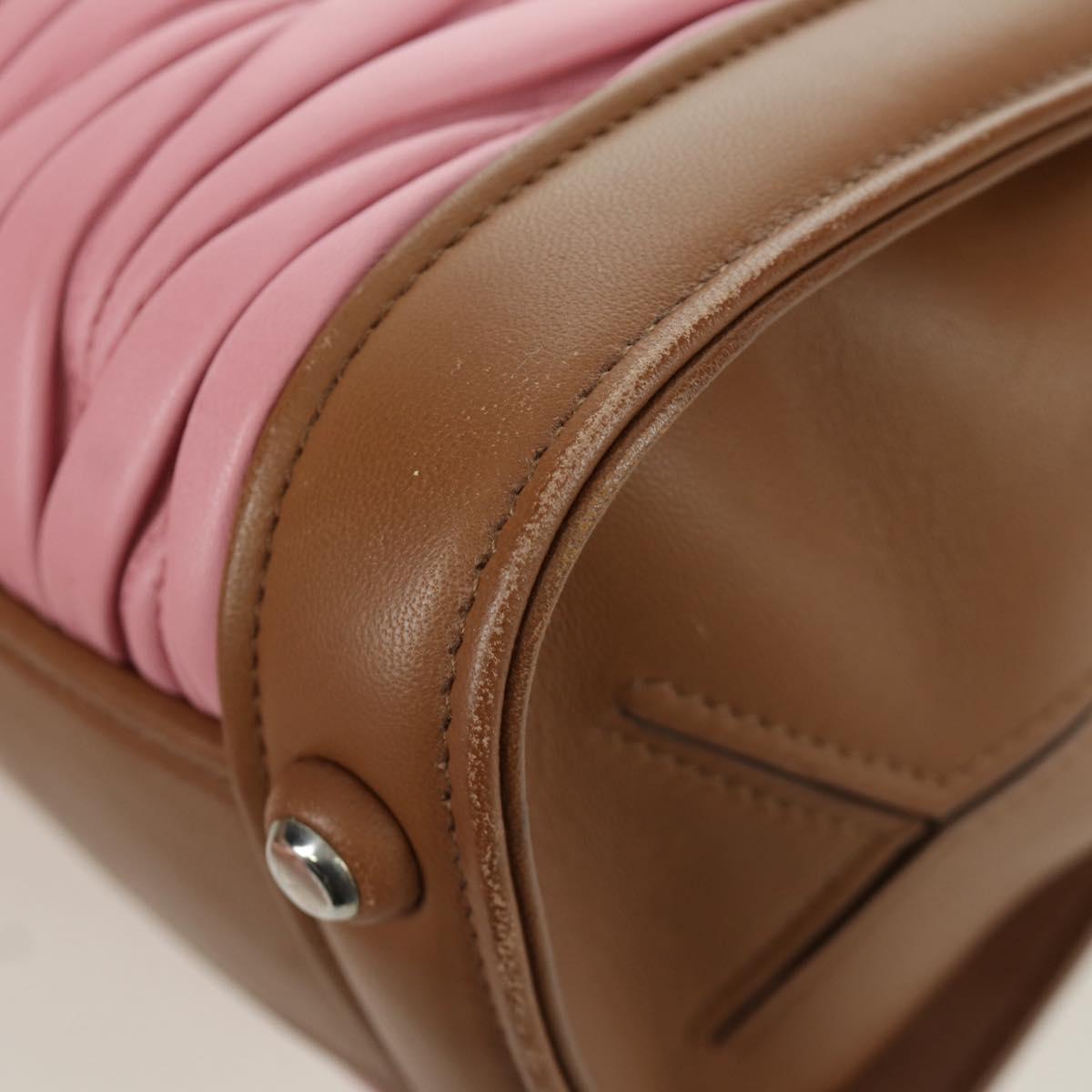 Miu Miu Matelasse Hand Bag Leather 2way Pink Silver Auth 172533M