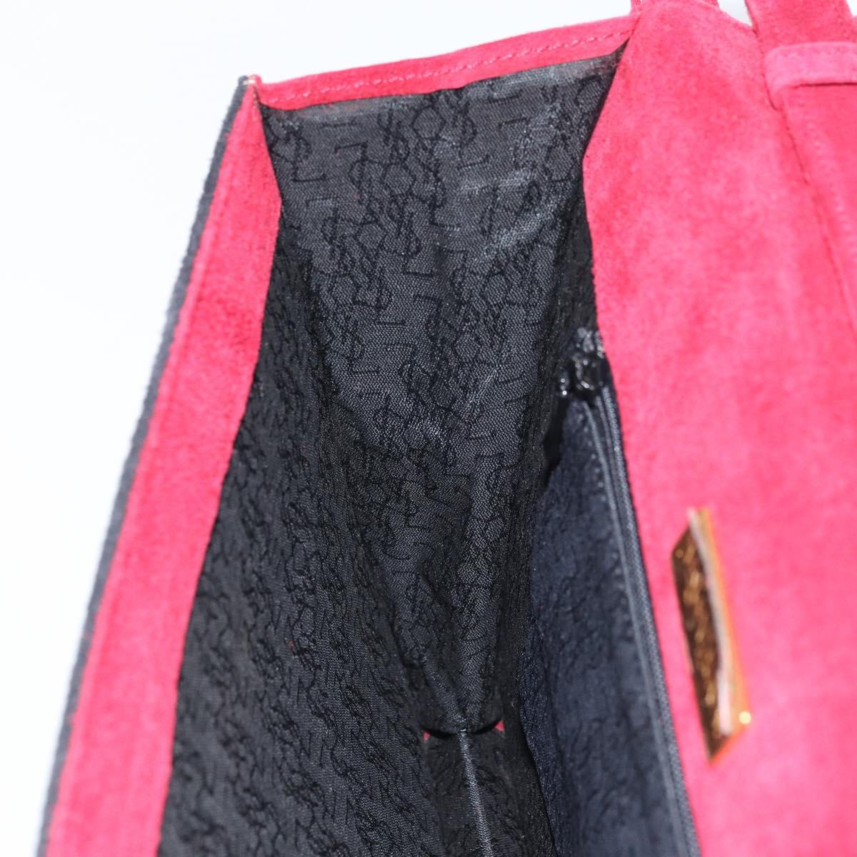 SAINT LAURENT Shoulder Bag Suede Bordeaux Gold Auth 172534