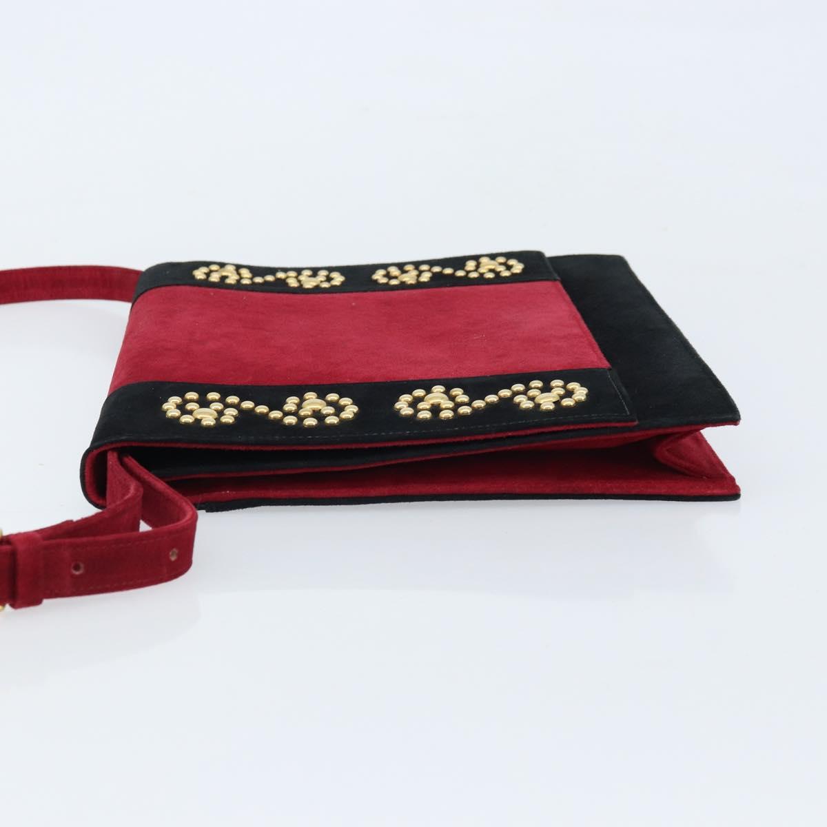 SAINT LAURENT Shoulder Bag Suede Bordeaux Gold Auth 172534