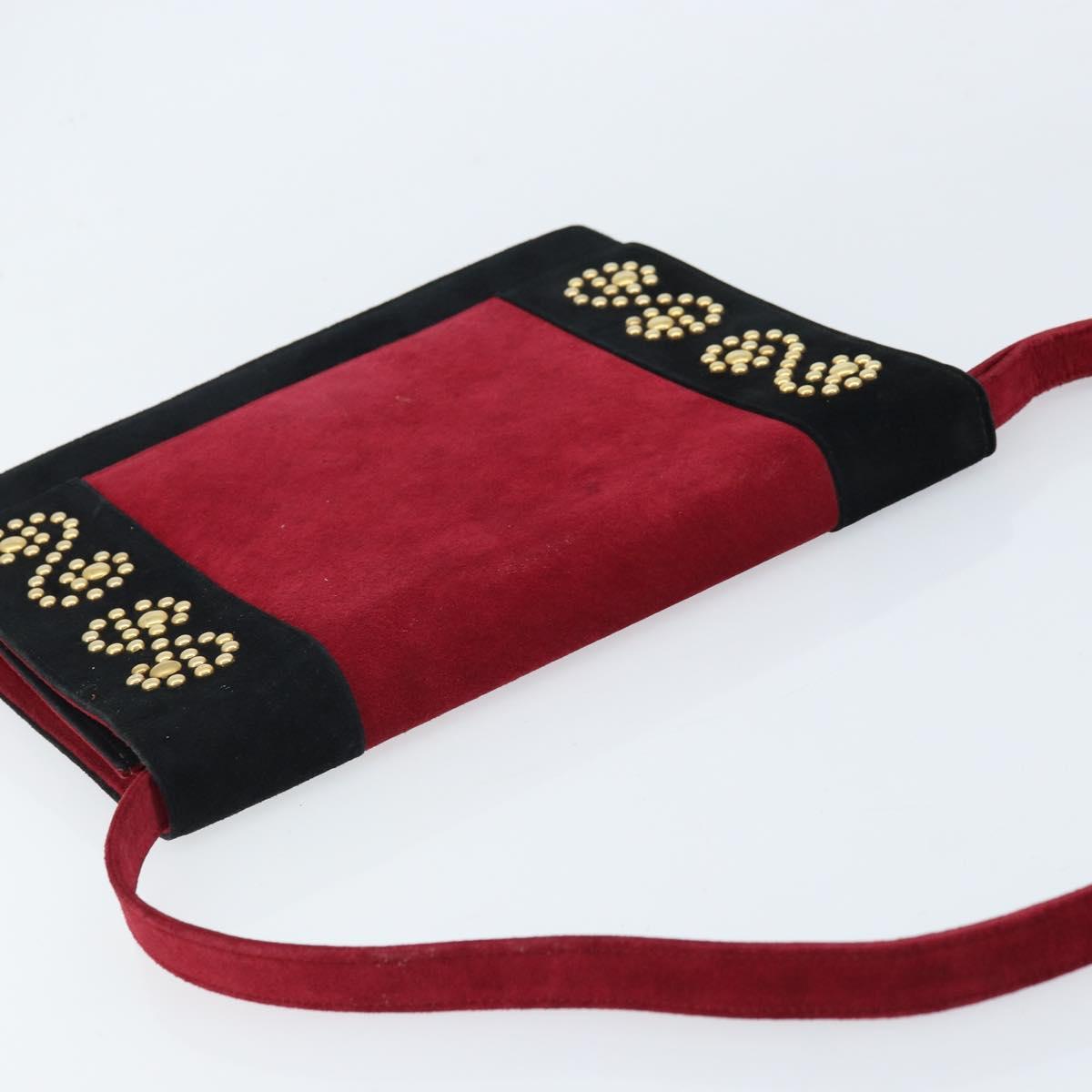 SAINT LAURENT Shoulder Bag Suede Bordeaux Gold Auth 172534
