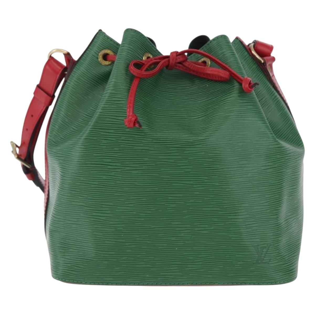 LOUIS VUITTON Epi Petit Noe Shoulder Bag Bicolor Green Red LV Auth 172535A