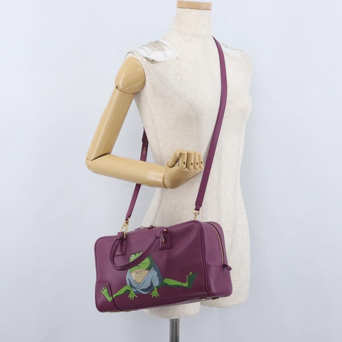LOEWE Anagram Studio Ghibli Americana 28 Bag Leather 2way Purple Auth 172539SM