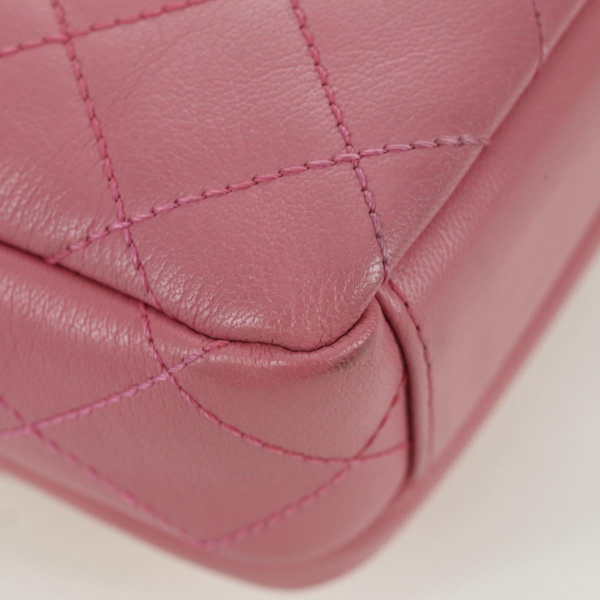 CHANEL Matelasse 22 Chain Bag Leather 2way Pink Silver CC Auth 172544SAM