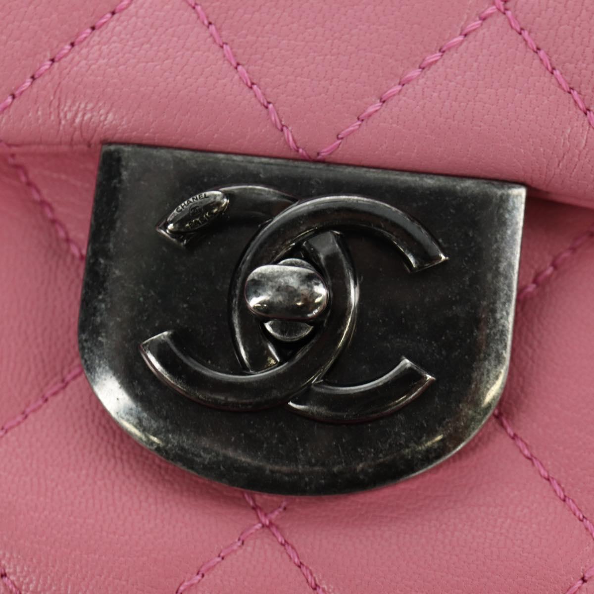 CHANEL Matelasse 22 Chain Bag Leather 2way Pink Silver CC Auth 172544SAM