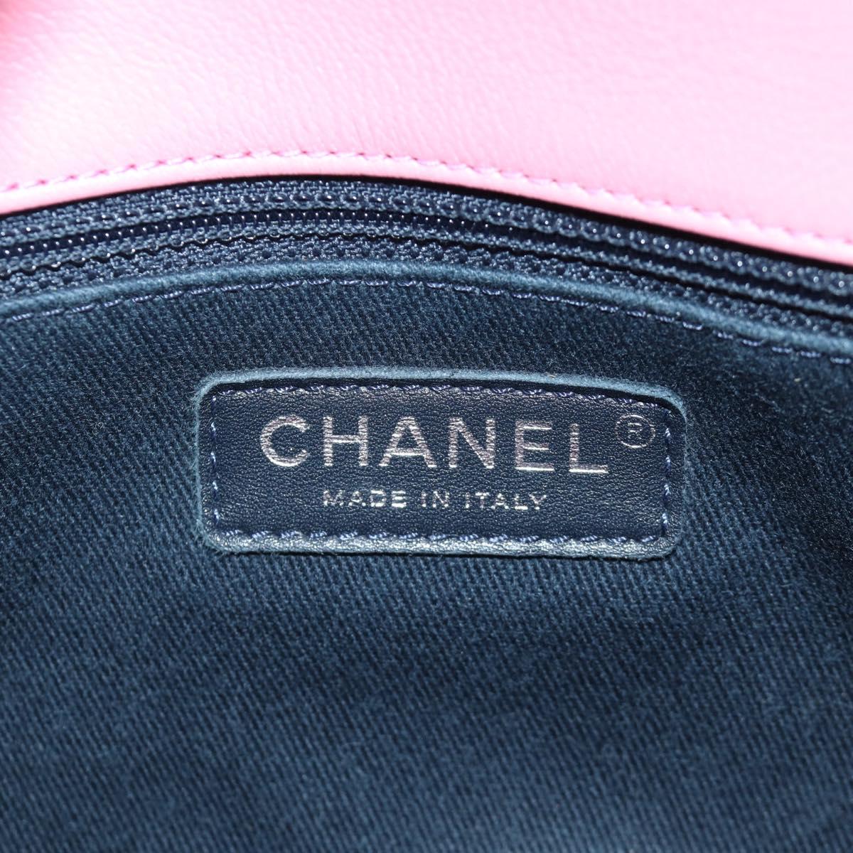 CHANEL Matelasse 22 Chain Bag Leather 2way Pink Silver CC Auth 172544SAM