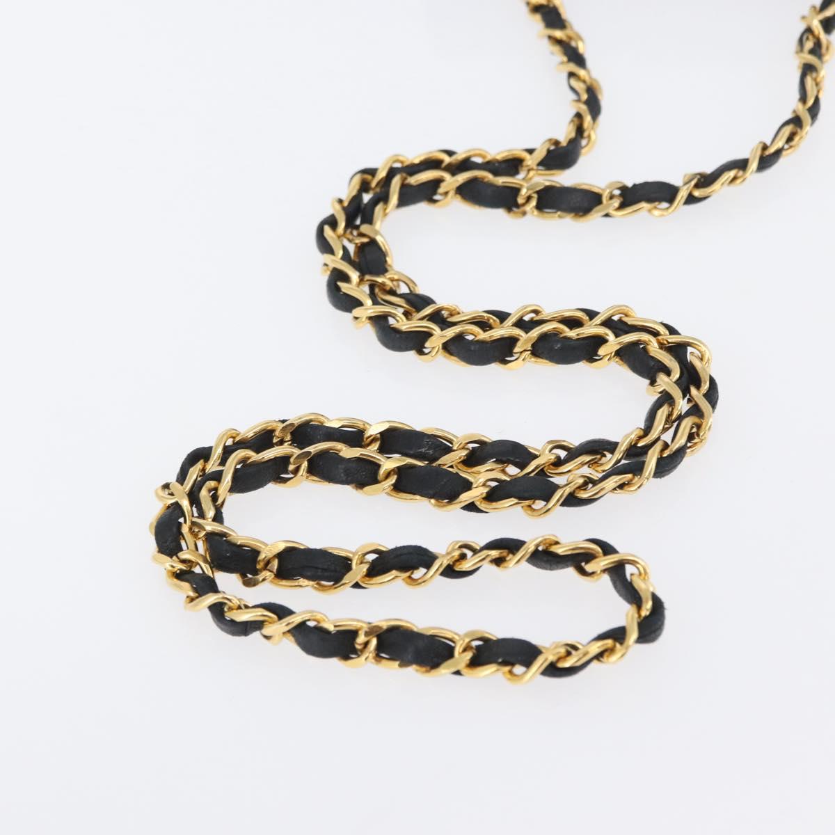 CHANEL Matelasse Chain Shoulder Bag Lamb Skin Black Gold CC Auth 172545SAV
